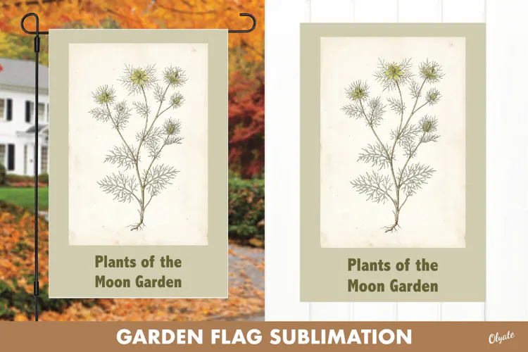 Witchy Botanical Garden Flag. Botanical Halloween PNG