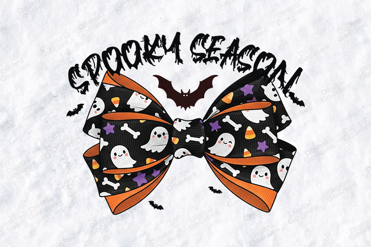 Spooky Season SVG - Ghost & Candy Corn Halloween Bow File