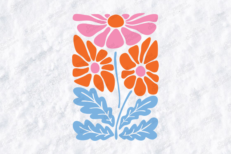 Retro Boho Floral Art Print Groovy 70s Wildflower SVG PNG