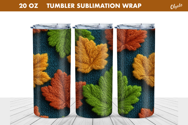 Cozy Fall Crochet Tumbler Wrap. Knitting Leaves Tumbler