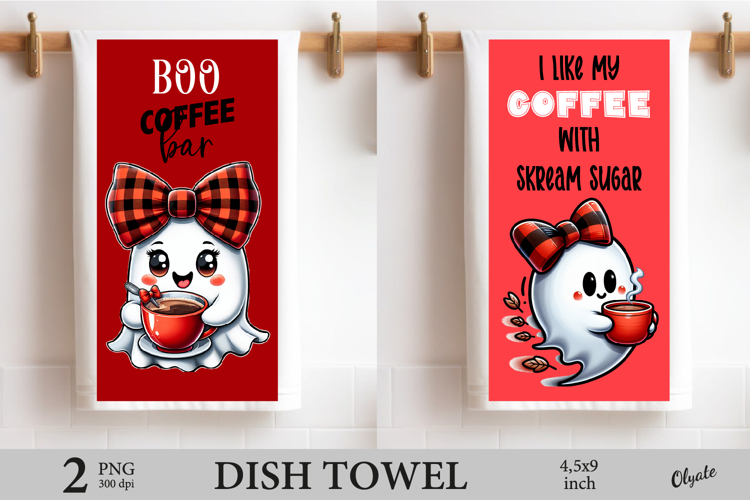 Halloween Dish Towel Sublimation PNG, Ghost PNG