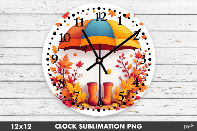 Clock Face Sublimation PNG. Fall, Autumn Design PNG