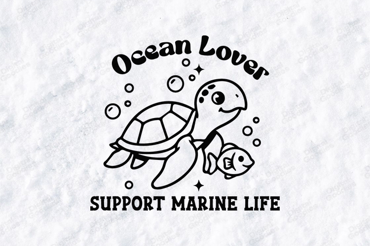 Ocean Lover SVG - Cute Sea Turtle Support Marine Life Design