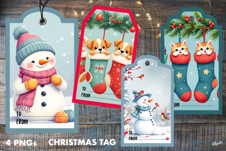 Christmas Gift Tags PNG. Gift Tag Sublimation PNG
