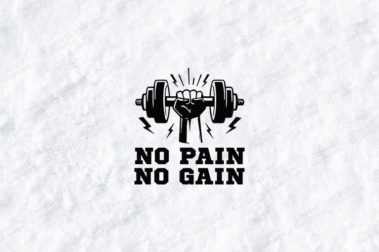No Pain No Gain Gym Motivational Workout SVG