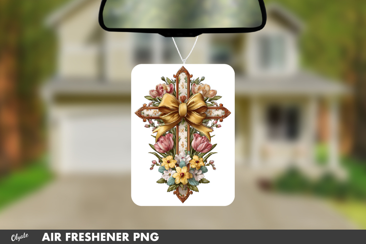 Easter Cross, Leather Religious Cross, Air Freshener PNG