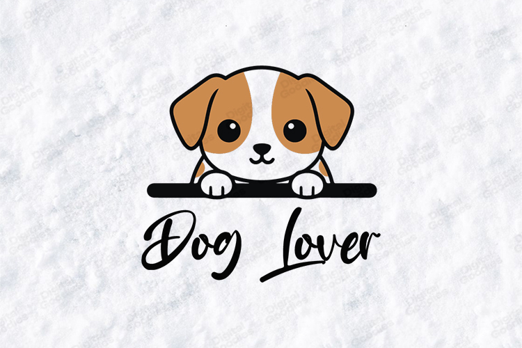 Cute Dog Lover SVG - Kawaii Puppy Peeking Vector Clipart