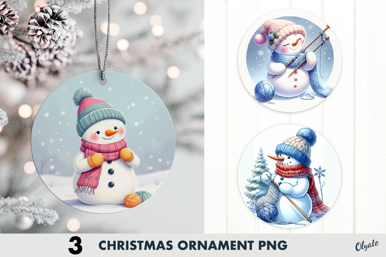 Snowman Ornament Sublimation PNG, Christmas Ornament 