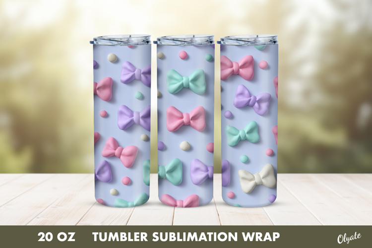 3D Bow Tumbler Wrap PNG, 20 OZ Tumbler Sublimation PNG