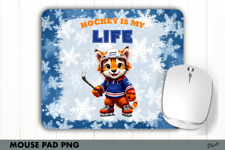 Tiger Winter Sport Mouse Pad PNG, Hocket is My Life