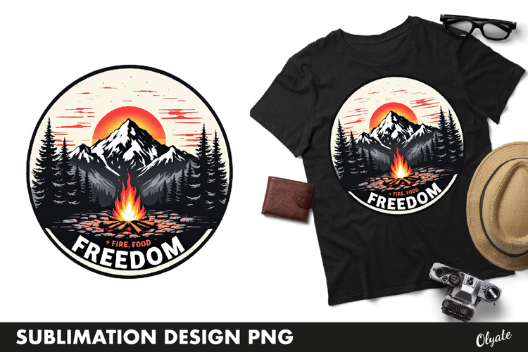 Mountains Forest Round Sublimation PNG