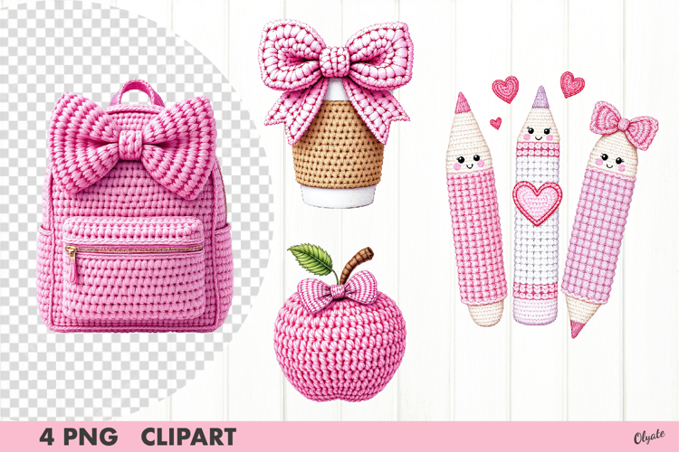 Teacher Valentine Clipart. Pink Crochet Teacher Clipart PNG