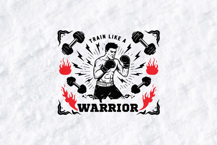 Train Like a Warrior Boxing Fitness SVG Design
