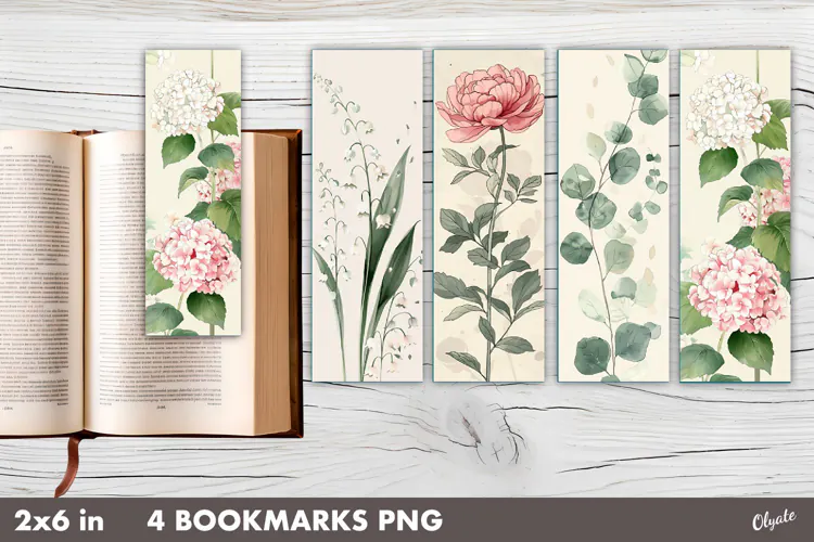 Vintage Botanical Bookmarks, Printable Bookmarks PNG