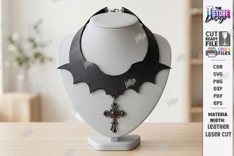 Gothic Leather Necklace Laser Cut | Leather Jewelry | Choker