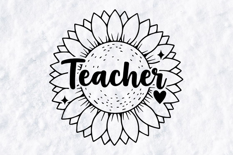 Teacher Sunflower SVG - Cute Floral Classroom Circle Design
