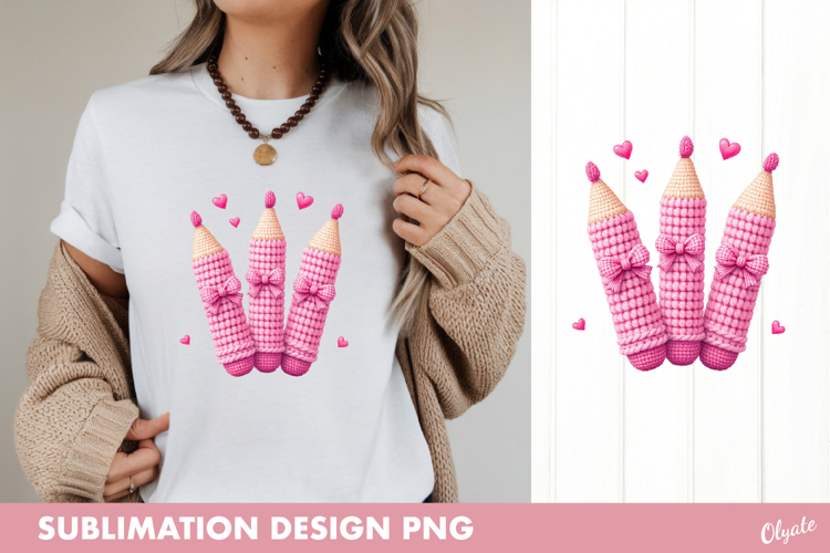 Pink Crochet Teacher Sublimation PNG