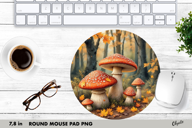 Mushrooms Mouse Pad, Round Mouse Pad PNG