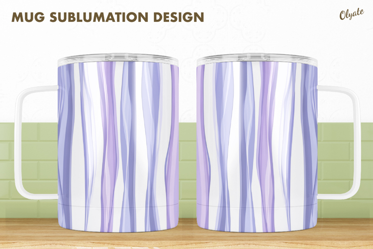 Pastel Colors Mug Sublimation Design, Striped Mug PNG