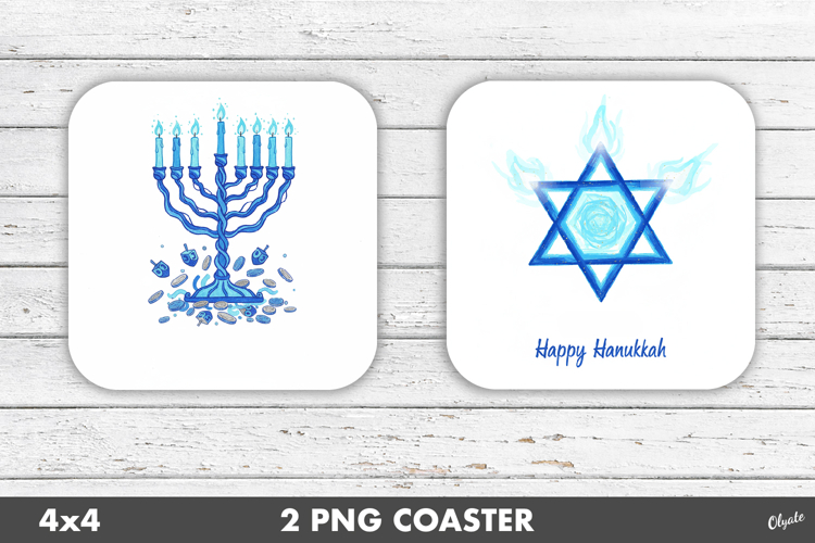 Hanukkah Coaster PNG. Happy Hanukkah PNG