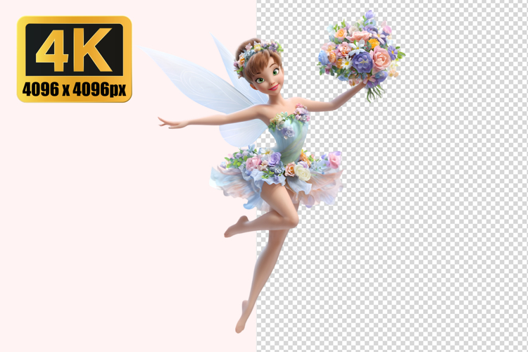 White Fairy with Flowers Transparent PNG