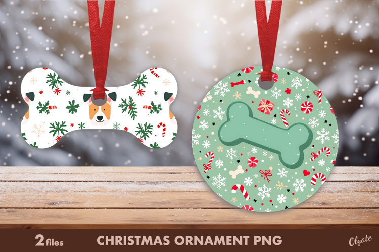 Christmas Dog Ornament Sublimation PNG example image 1