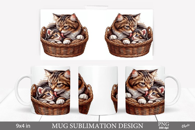 Mother Day Mug PNG. Mama and Baby Cat PNG