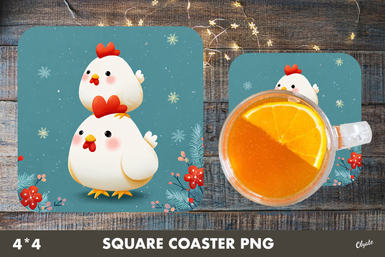 Funny Bird Coaster Sublimation. Christmas Square Coaster