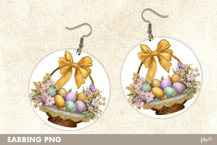 Easter Earrings with Leather Texture Sublimation PNG