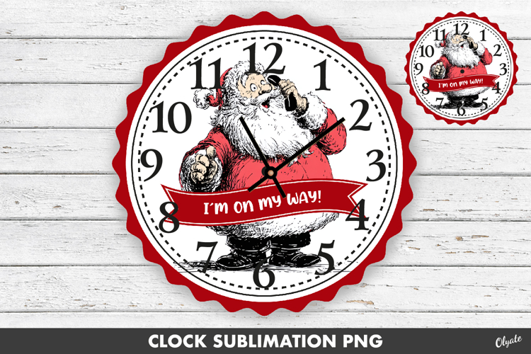 Christmas Clock Face Sublimation PNG. Santa Design PNG