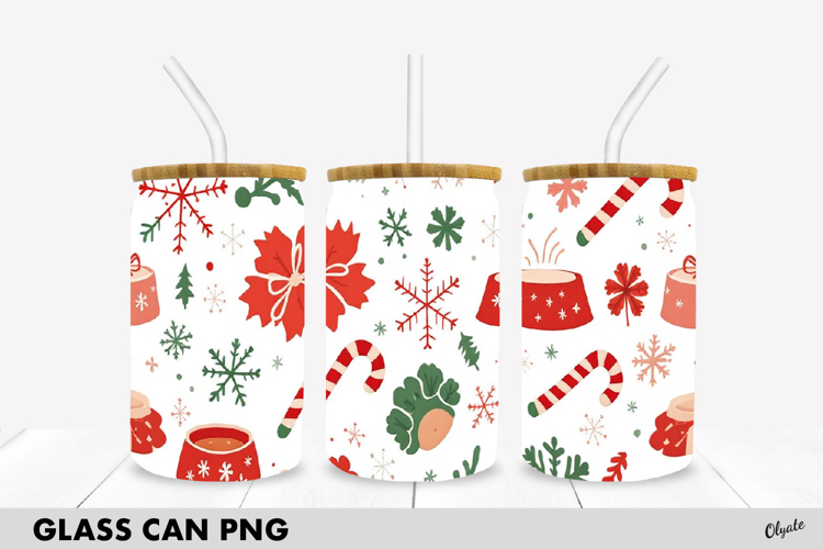 Christmas Dog 16 OZ Glass Can Wrap PNG