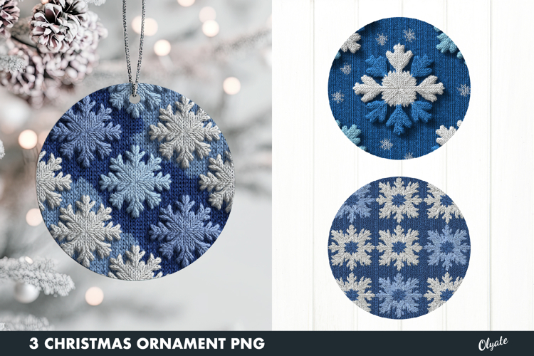 Crochet Blue Ornament Sublimation PNG