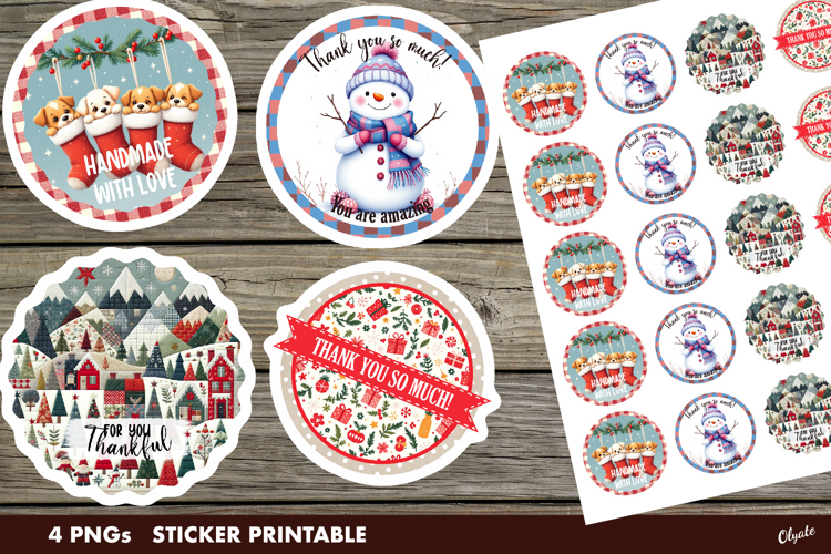 Thank You Stickers, Christmas Sticker, Printable Stickers