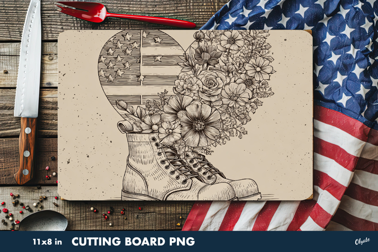 Retro Patriotic, Veterans Day PNG, Cutting Board Sublimation