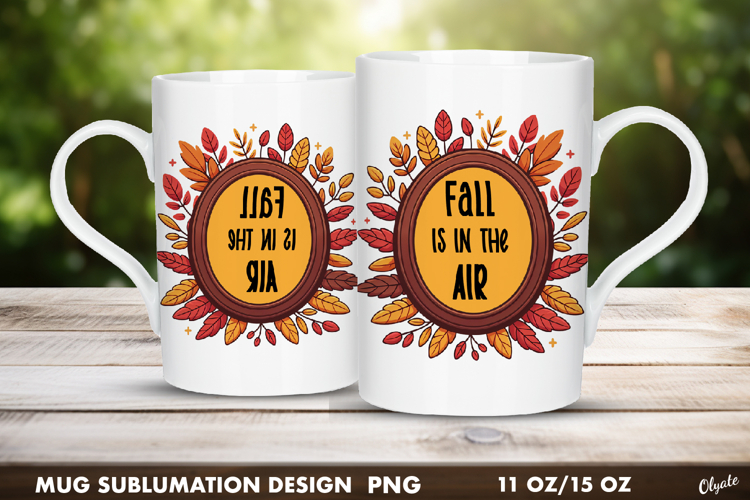 Fall Mug Wrap. Autumn Mug Wrap. Frame Sublimation PNG
