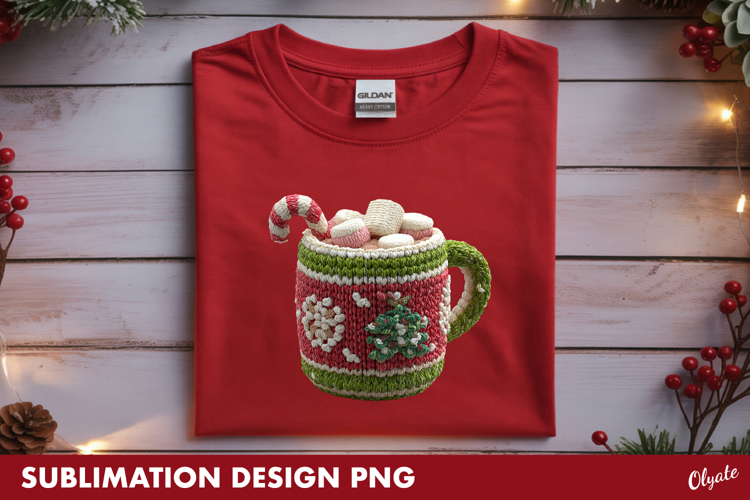 Crochet Hot Cocoa, Christmas Tshirt Sublimation Design