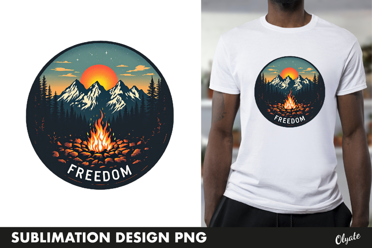 Mountains Forest Round Sublimation PNG