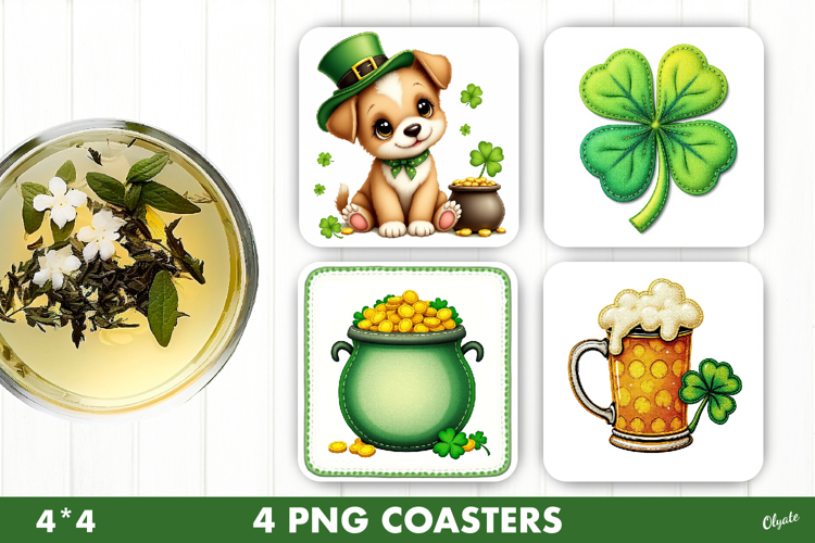 St Patrick’s Day Coaster PNG, Patrick Green Coaster PNG