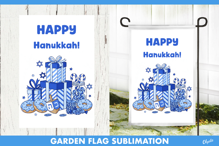 Hanukkah Garden Flag PNG, Happy Hanukkah Sublimation