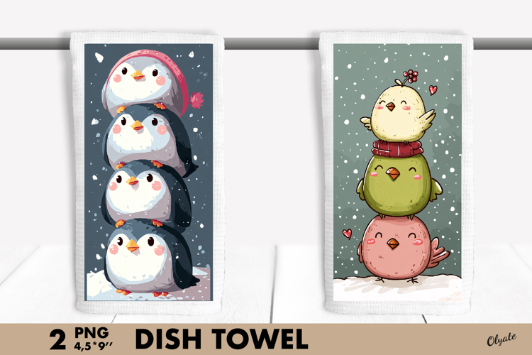 Funny Bird PNG, Christmas Bird Dish Towel Sublimation