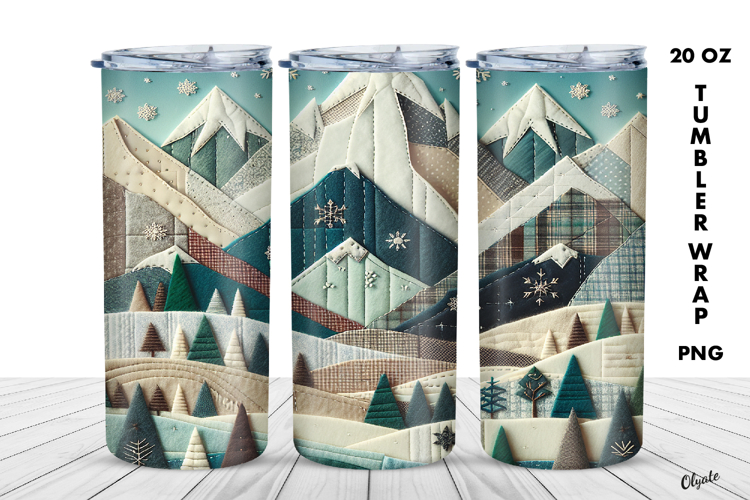 Winter Rustic Patchwork Sublimation. 20 OZ Tumbler