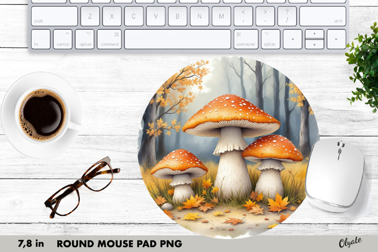 Mushrooms Mouse Pad, Round Mouse Pad PNG