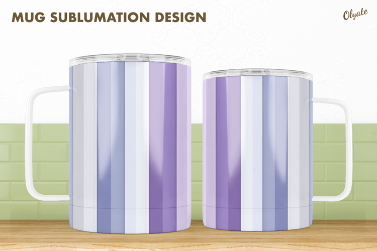 Pastel Colors Mug Sublimation Design, Striped Mug PNG