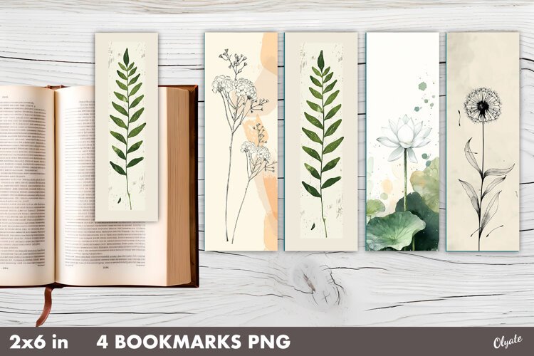 Botanical Bookmarks, Printable Bookmarks PNG example image 1