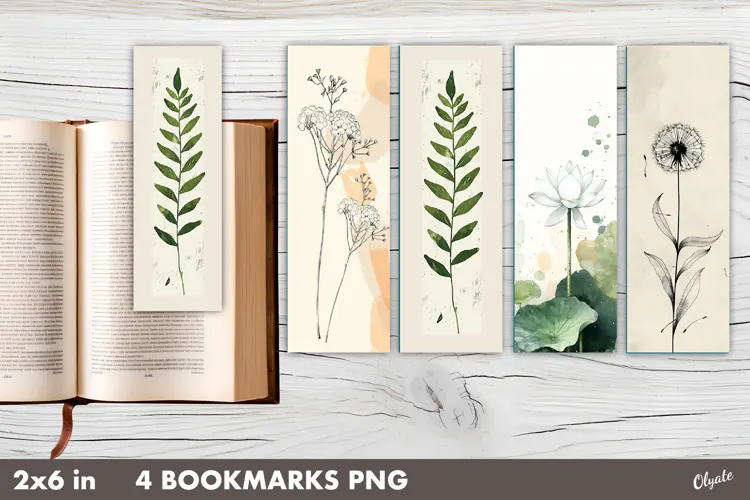 Botanical Bookmarks, Printable Bookmarks PNG