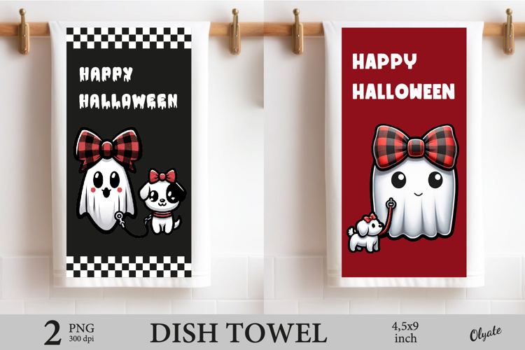 Happy Halloween Dish Towel Sublimation PNG, Ghost PNG