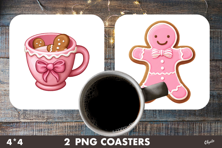 Christmas Cute Gingerbread Coaster PNG