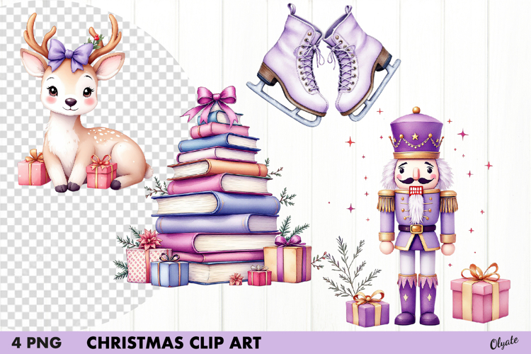 Watercolor Lilac Christmas Clipart PNG