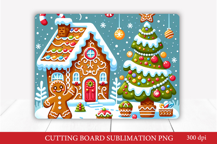 Gingerbread Christmas Cutting Board Sublimation PNG