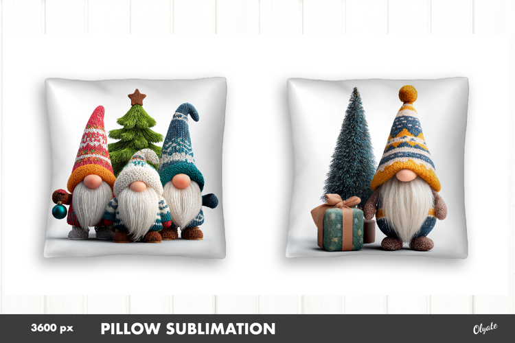 Christmas Crochet Gnome PNG. Pillow Christmas Design PNG
